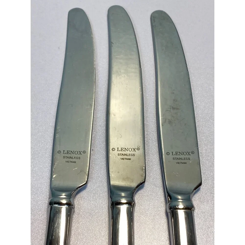 Lenox Federal Platinum Glossy Stainless 18/8 Dinner Knife Set of 3 - 9 1/2